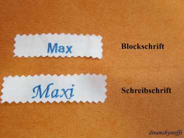 Ansicht Blockschrift und Schreibschrift in blau