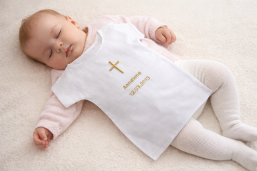 Taufaufleger ohne Spitze mit Stickerei Name/Datum - Motiv