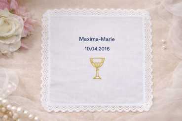 Tuch Kommunion Taufe Spitze Stickerei Motiv Name + Datum