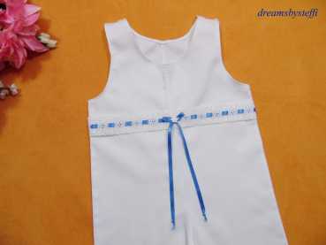 Oberteil Latzhose mit Satinschleife und Spitze blau