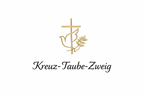 Gestickts Motiv Kreuz-Taube-Zweig