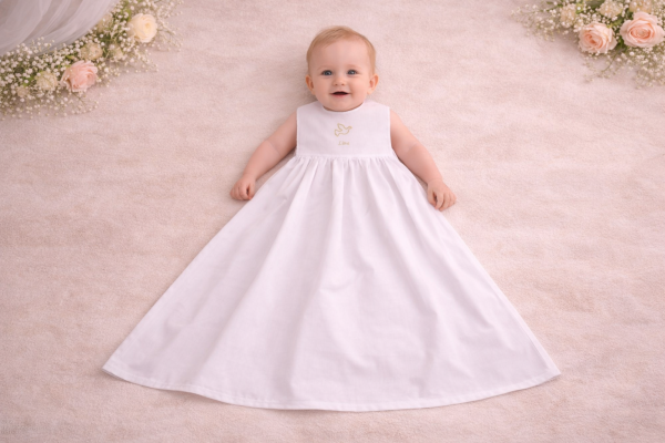 Taufaufleger mit Motiv und darunter Name in gold