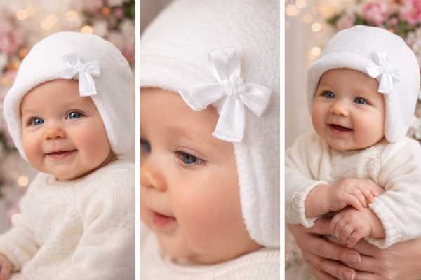 Wintertaufe Taufmütze aus Fleece Satinschleife