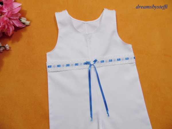 Oberteil Latzhose mit Satinschleife und Spitze blau